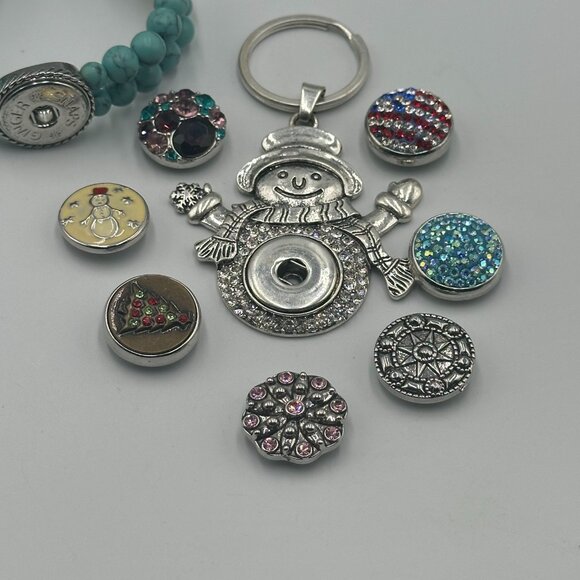 Ginger Snaps Lot Bracelet Keychain Charms Mixed Rhinestone Holiday Pieces - Picture 4 of 9